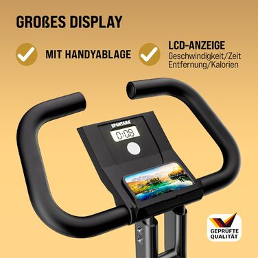 Електровелотренажер SPORTANA® EAGLE 2-в-1: Складаний, з LCD-дисплеєм, регульованою висотою, з фітнес-гумками. Hometrainer, фітнес-велосипед, тренажер для дому