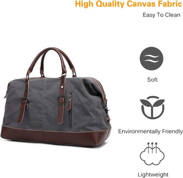 Спортивна сумка для подорожей FANDARE: багатофункціональна сумка-дафл з канвасу для фітнесу, кемпінгу та перельотів (Сіра)