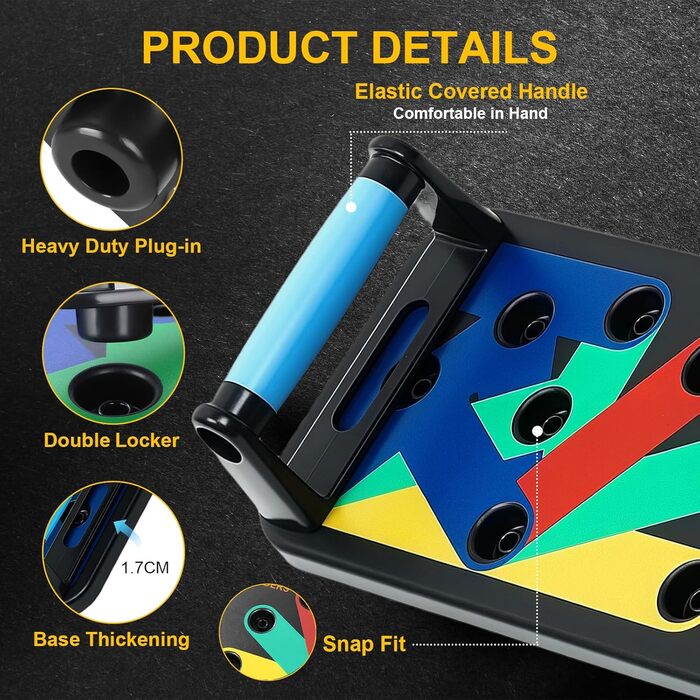 Флінтронік Тримачі для віджимань, дошка для віджимань, складані, портативні, багатофункціональні, фітнес-дошка для тренувань всього тіла, 13 в 1