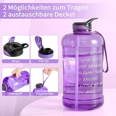 Велика пляшка для води TITIROBA 3,78 л з трубочкою, BPA-free, для спорту, фітнесу, школи