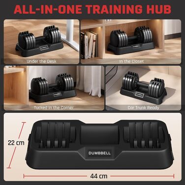 Регульована штанга Yaheetech 2,5-24 кг, 15 рівнів, сталева, з подвійною фіксацією, протиковзка, для дому, спортзалу, офісу