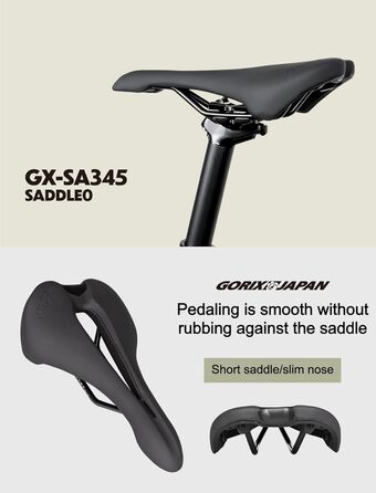 Велосипедне сідло GORIX GX-SA345, короткий ніс, легке, широке, зручне, для MTB та шосейного велосипеда