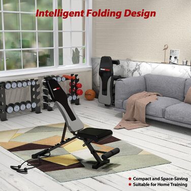 Регульована складна лава для вправ WINNOW — універсальна фітнес-лава для тренувань вдома та в залі, для жиму та вправ на все тіло