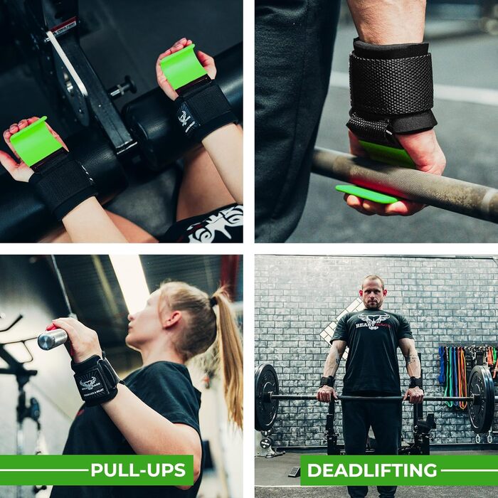 Набори для важкої атлетики BEAST RAGE: вантажні гачки, ремені для зап'ястя, неопренові, з гумовим покриттям, фітнес-бандажі, протиковзкі, для підйому штанги, тренувань, фітнес-клубу, чоловічі та жіночі (зелені)