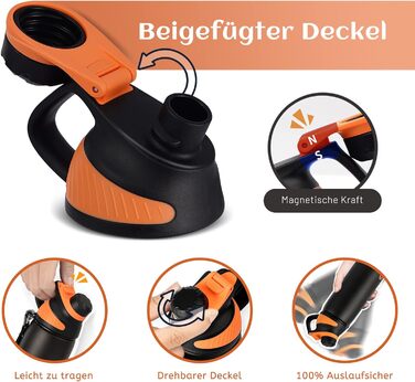 Фляга спортивна Fjbottle Edelstahl 1 л з магнітною кришкою, BPA-free, чорна - пляшка для води, школи, фітнесу