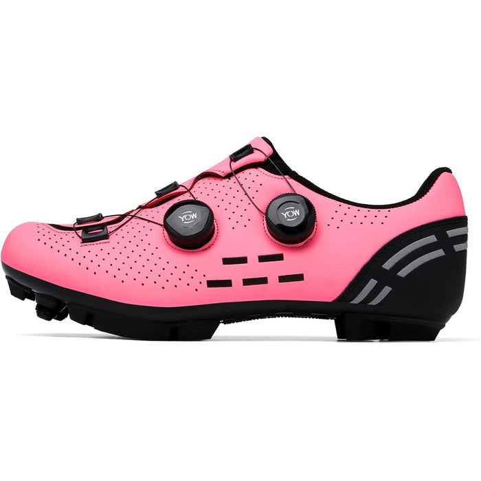 Велосипедні черевики для чоловіків: MTB, шосе, маунтінбайк, Radschuhe з системою кріплення 2-х педалей та пряжкою. Колір: зелений, рожевий (41 EU)