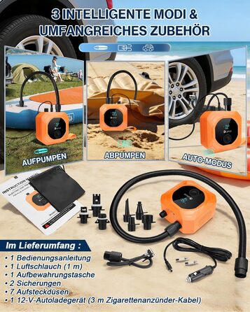 Електричний насос для SUP Lytool 50 PSI з автовимкненням для дощок, човнів, каяків, шин авто та велосипедів (12V)