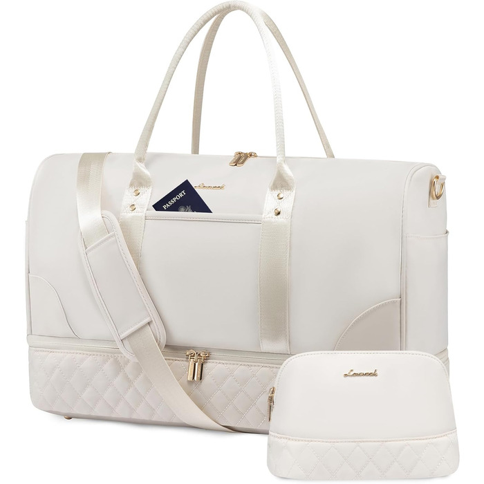 Сумка-мішок LOVEVOOK для подорожей: жіноча дорожня сумка-мішок з відділенням для взуття та мокрих речей, 2 шт. у наборі, 40 л, бежевий колір