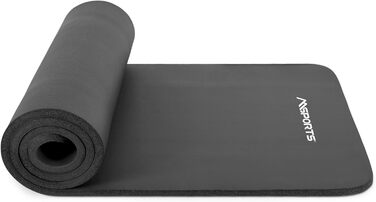 Гімнастичний килимок MSPORTS 183x61x1,5 см, антрацитовий, фітнес-йога, без фталатів, м'який, з ременями та постером