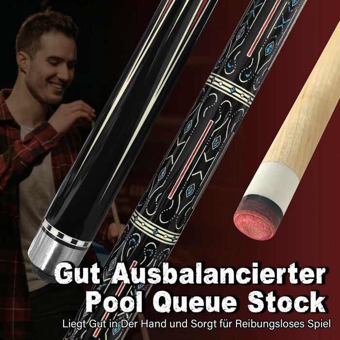 Більярдний кий, 58", наконечник 12.5 мм, LED, для початківців та професіоналів, 20oz, C4816