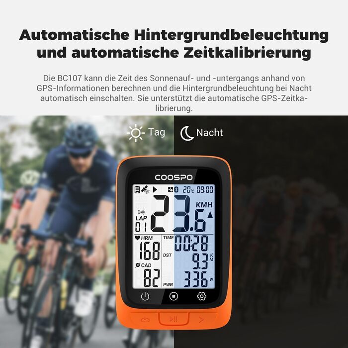 Велокомп'ютер COOPSO BC107 GPS бездротовий з Bluetooth 5.0 та ANT+, LCD 2.4