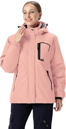 Жіноча зимова куртка YSENTO: водонепроникна, тепла флісова, функціональна з капюшоном, рожевий колір