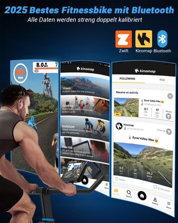 DMASUN Hometrainer: Електричний велотренажер з магнітним опором, для дому, блакитний, до 160 кг, сумісний з додатком