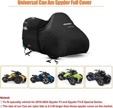 Водонепроникний чохол для мототрицикла Can-Am Spyder RT Limited F3 S, міцна тканина Oxford 420D з 3 світловідбиваючими смугами, захисний зовнішній чохол для трициклів