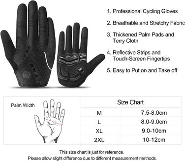Велосипедні рукавички Inbike для чоловіків, повний палець, гелеві подушечки, для гірського велосипеда, чорні, розмір XL