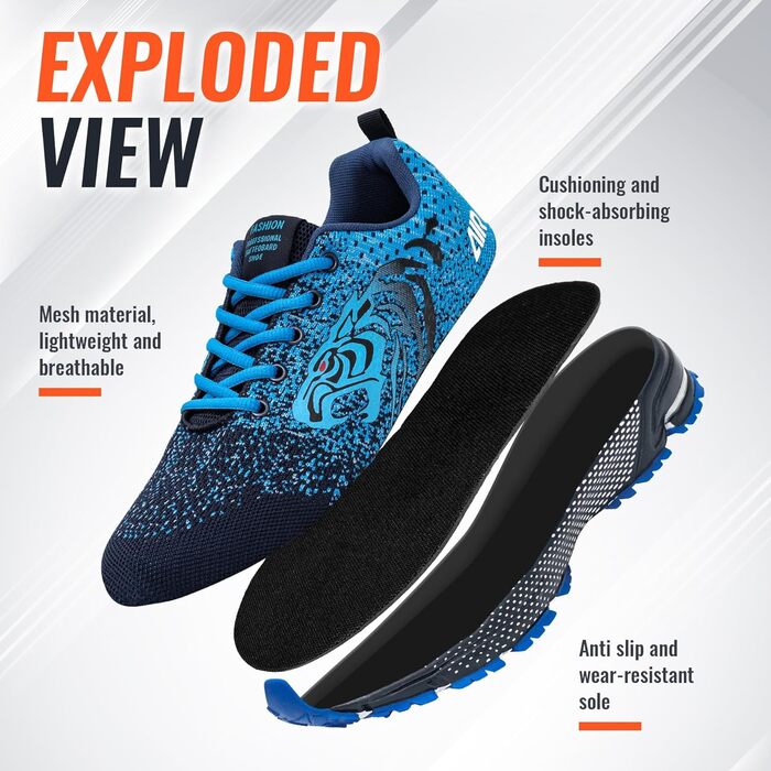 Чоловічі кросівки ASHION: спортивні, дихаючі, для бігу та повсякденного носіння (46 EU, A Blau)