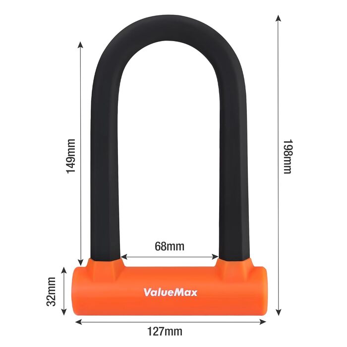 Замок для велосипеда ValueMax Bügelschloss: стале трос 1.8м, кріплення, 2 ключі, 2-в-1 для велосипедів, мотоциклів, MTB, E-Bike