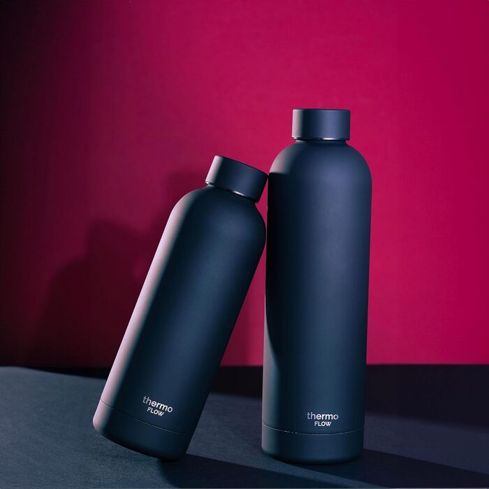 Термос-пляшка Thermo Flow з нержавіючої сталі 500 мл, чорна – BPA-free, ізольована, для води та газованих напоїв, не протікає, для дітей, школи та активного відпочинку