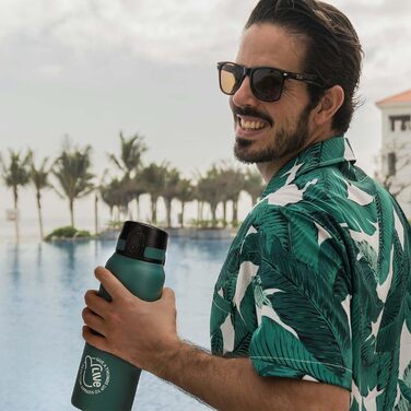 Термос-пляшка UZSPACE 1л (970мл) з нержавіючої сталі, ізольована, з 1-кліком відкриття, без витоків, для спорту, фітнесу, туризму, зеленого кольору