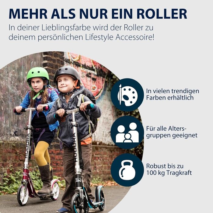 Самокат HUDORA BigWheel 205 алюмінієвий, складаний, регульований, для дітей і дорослих до 100 кг