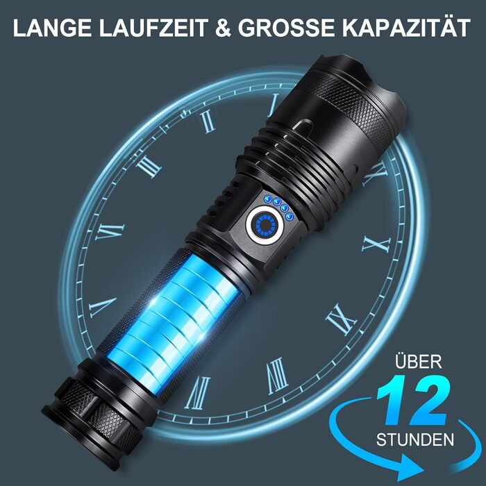 Тактичні ліхтарі Zeusfire 2 шт. 1000000 люмен, водонепроникні IPX6, 5 режимів, для кемпінгу, туризму, тактики, чорний