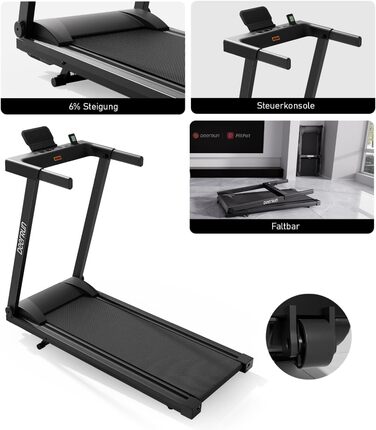 Біговий тренажер DeerRun Raceable з підтримкою High-Tech пристроїв, складний, до 158 кг, з APP-керуванням, 2573W, для дому, з курсами та мульти-режим, чорний