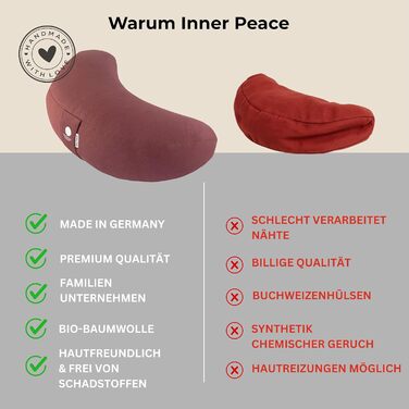 Подушка для йоги та медитації Inner Peace Halbmond 42x20 см, органічна бавовна (Waldbeere), гречане лушпиння