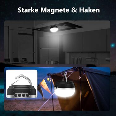 LED кемпінговий ліхтар на акумуляторі 8400mAh, RGB, 5 режимів, регулювання яскравості, водонепроникний, магнітний, для туризму та надзвичайних ситуацій