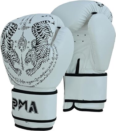 Боксерські рукавички Playwell Twin Tiger Muay Thai, матові білі, для тайського боксу