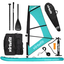 Надувна SUP-дошка Virtufit Surfer 305 з вітрилом, помаранчева/бірюзова/бежева, комплект аксесуарів