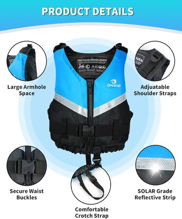 Owntop Плавальна жилетка для підлітків та дітей, унісекс, регульована, для каякінгу, риболовлі, плавання, водних видів спорту. Синій, розмір Jugend-XXS (30-40 кг, 70-80 см)