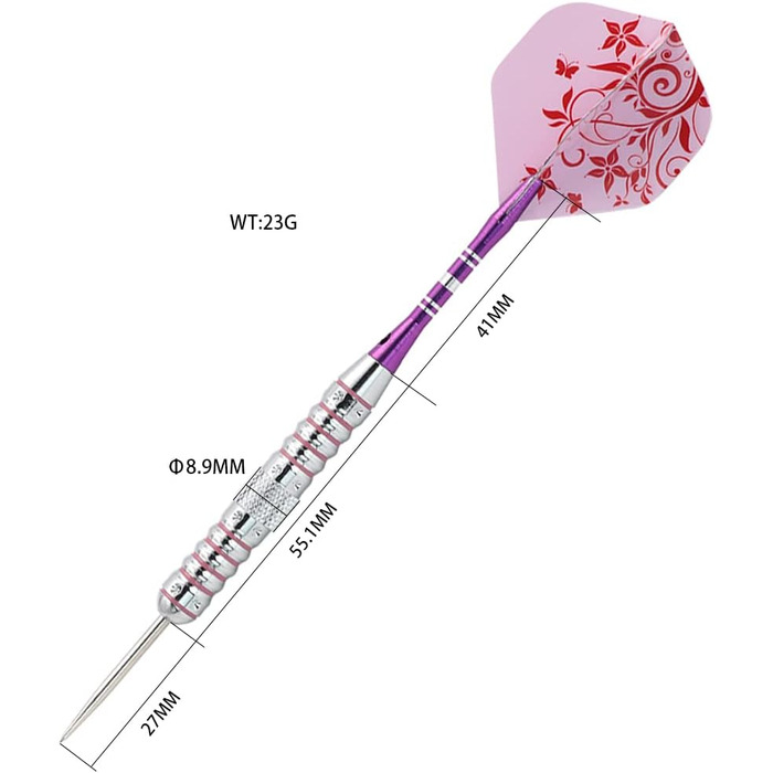 Сталеві дротики CUESOUL Pink Ladies 21/23 г з алюмінієвими стеблями (наконечник сталевий)