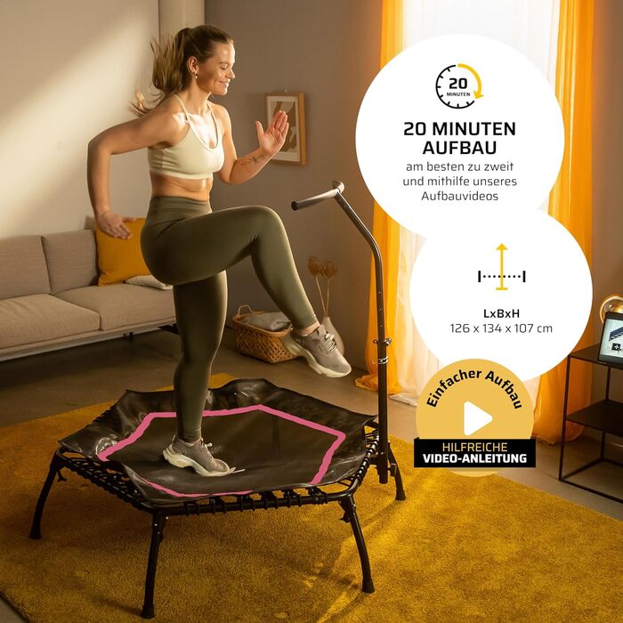 Трамплін для фітнесу SportPlus з тихим гумовим пружинним механізмом, до 130 кг, червоний, складаний