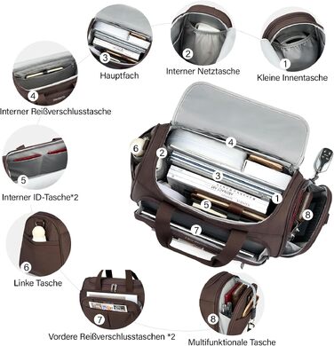 Складана дорожня сумка Hanke 36.5L водонепроникна сумка для подорожей, спортивна сумка для залу та ручної поклажі для жінок та чоловіків, коричнева (42x21x26см)