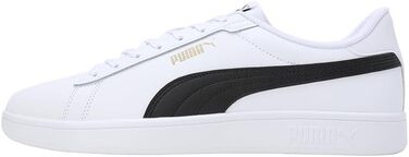 Чоловічі шкіряні кросівки Puma Smash 3.0 L чорні (White Black Gold), 37 EU