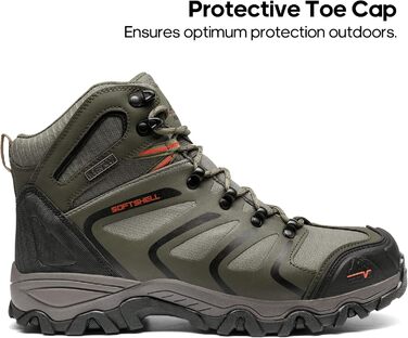 Чоловічі туристичні черевики NORTIV 8 - водонепроникні трекінгові черевики для хайкінгу та альпінізму, розмір 46 EU, широкі, оливковий, чорний, помаранчевий