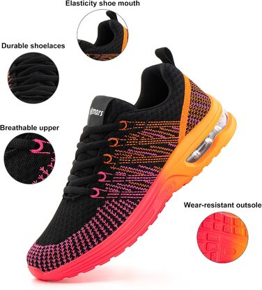 Жіночі кросівки для бігу Hitmars: спортивне взуття з повітряною подушкою, дихаючі, антиковзкі, легкі, для бігу по вулицях, снікерси, для фітнесу, ходьби, розміри EU 36-42 (Помаранчеві, 38 EU)