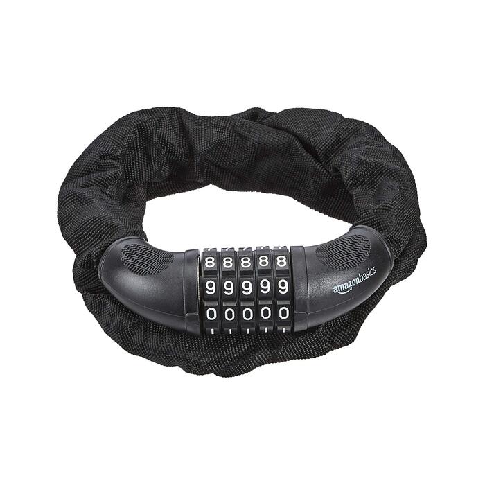 Кодовий замок для велосипеда Amazon Basics, 5-цифрова комбінація, довжина 97.2 см, чорний (набір 2 шт)