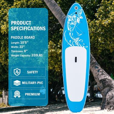 Надлегка SUP дошка FEATH-R-LITE для дорослих, широка стабільна конструкція, комплект: весло, сумка, насос, синя