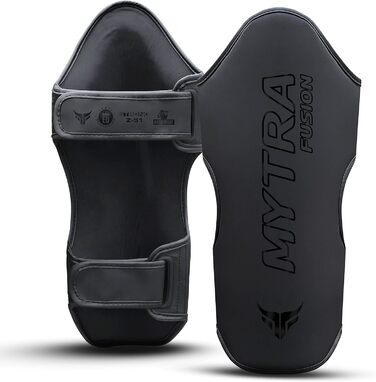 Захисні щитки для гомілки Mytra Fusion з екошкіри для кікбоксингу, MMA, Муай Тай, тренувань та спарингів