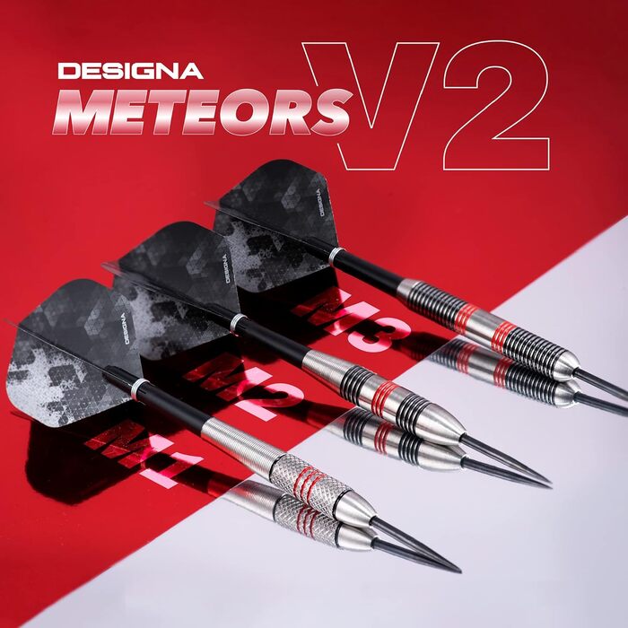Професійний набір дартсів Designa Heavy, 30-48 г, вольфрам V2 Meteoren, рифлені та з канавками, 65G M1
