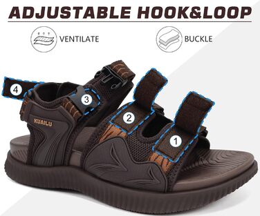 Чоловічі трекінгові сандалі KuaiLu: ортопедичні, зручні, для спорту та активного відпочинку, літні, відкриті, коричневі, 43 EU