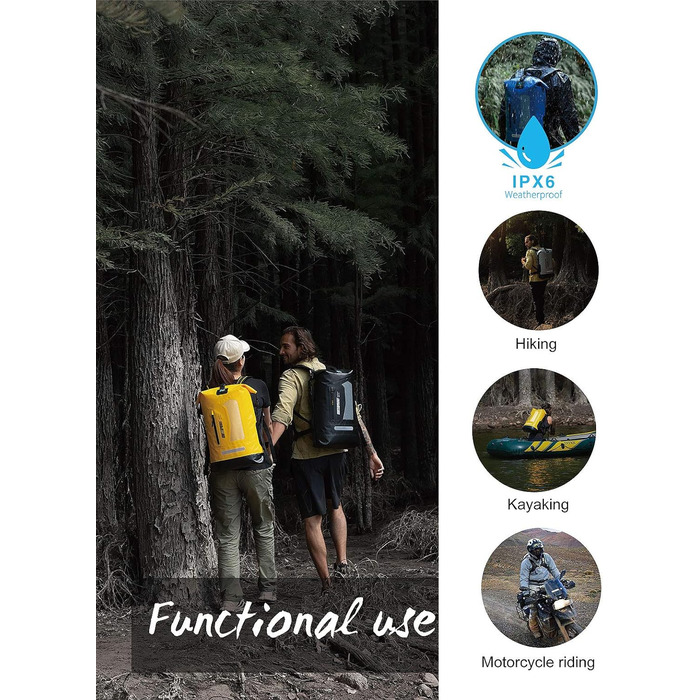 Водонепроникний рюкзак IDRYBAG Dry Bag 30L: сухий, плаваючий, для подорожей, каякінгу, чорний