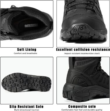 Чоловічі трекінгові черевики, тактичний рюкзак, легкі пустельні черевики, розмір 43 EU, темно-чорний