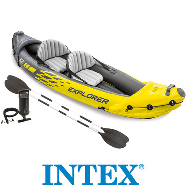 Надувний двомісний каяк Intex Explorer з веслами та насосом