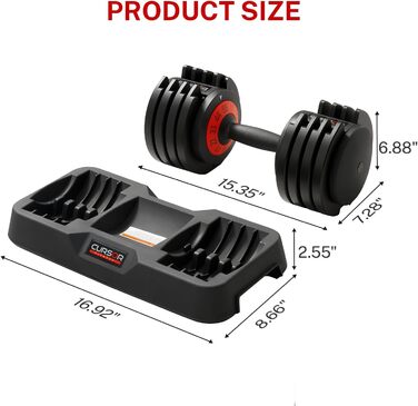 Гантелі CURSOR FITNESS чавунні, регульовані, 5 рівнів, для дому, 11.3 кг/25.9 кг