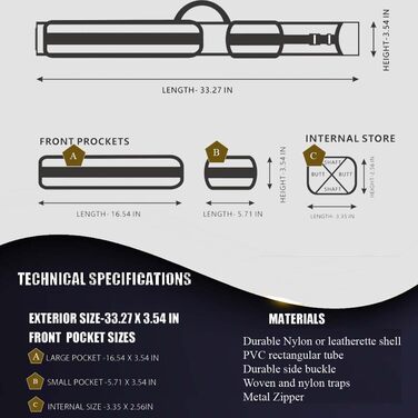 Чемпіон Більярдний кий, Нейлон/Штучна шкіра, 2 x 3 x 4 3X4 кейс для більярдних київ, чорна штучна шкіра