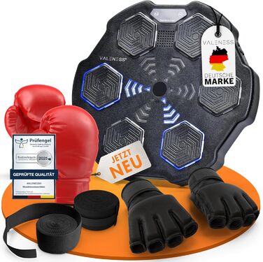 Музична бокс-машина VALENESS® – Smart бокс з музикою та LED, бокс-автомат для стіни, комплект з боксерськими рукавичками. Ідеальне тренування боксу вдома для дітей та дорослих (ручна музична бокс-машина)