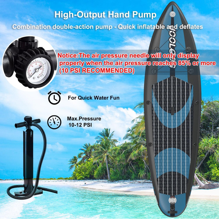 Надувний SUP-борд JOOLOOG Stand Up Paddle Board з сидінням для каяків, 320 x 81 x 15 см (Блакитний)