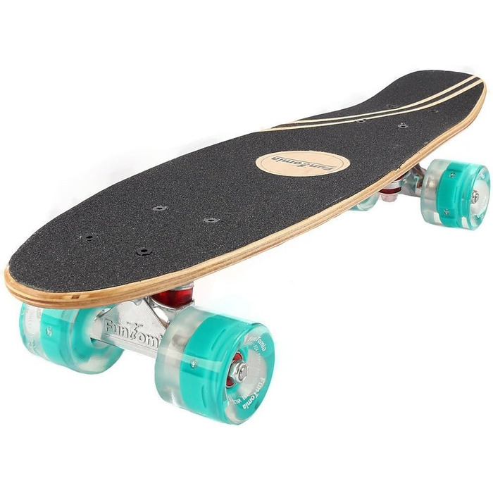 Скейтборд FunTomia Mini-Board Cruiser 57 см з 7-шарового канадського клена, підшипники Mach1 ABEC-9, помаранчевий, з LED колесами Petrol